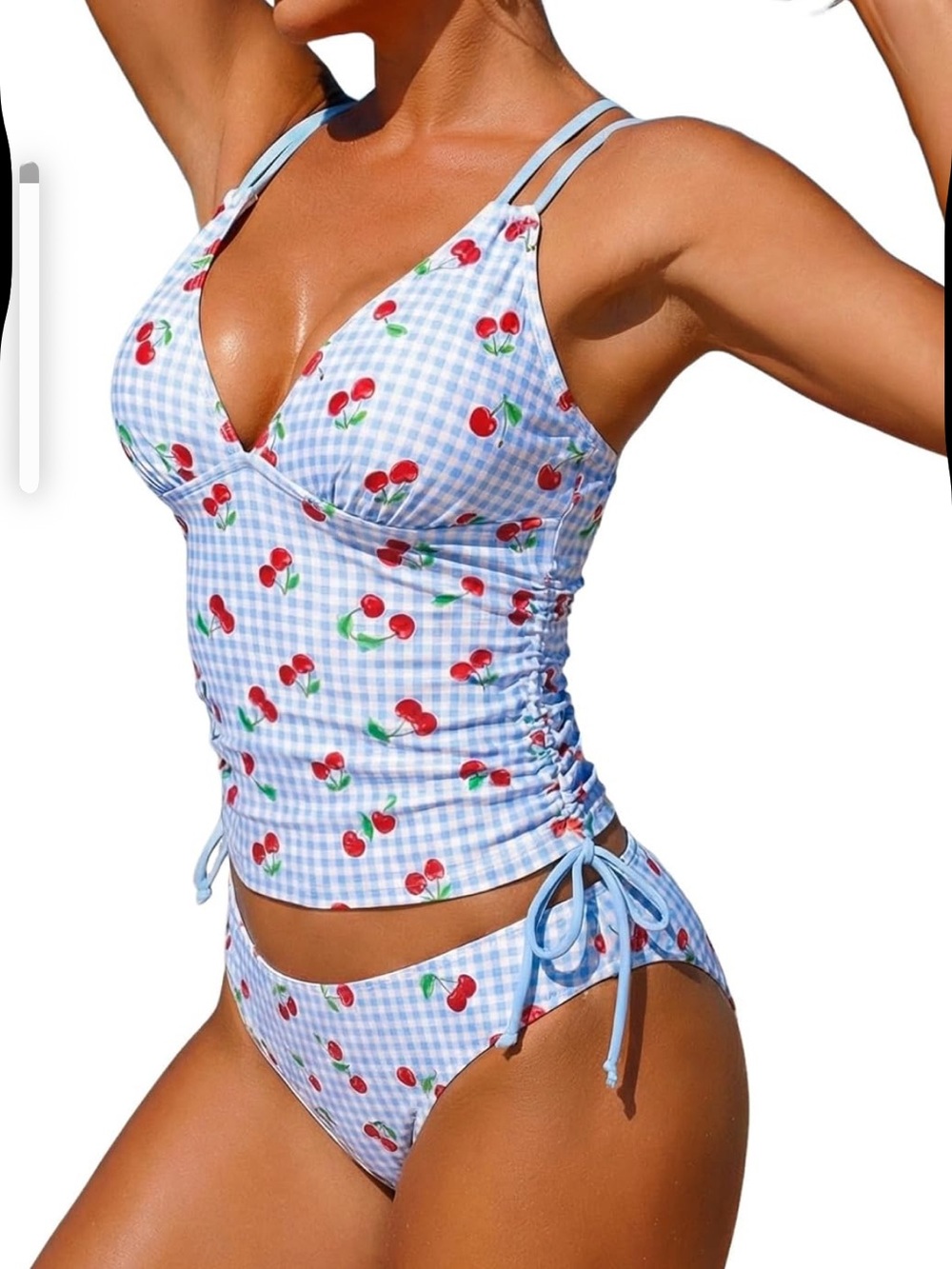 Two piece Tankini y2k Cheeky Tummy Control Swimsuit V-Neck L. 549/bb16-1:v